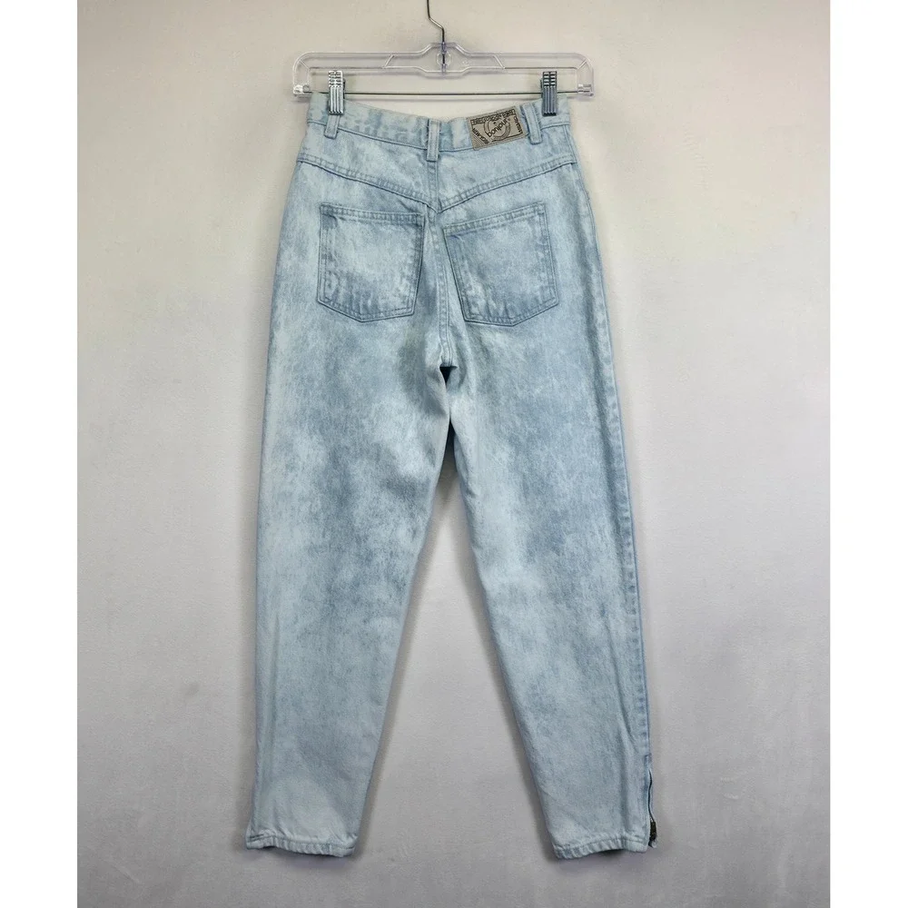 Vintage Bonjour Jeans Womens 2 Light Wash Y2K Acid Wash Mom‎ Grunge Streetwear